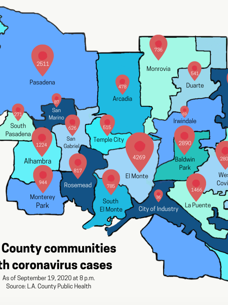 Infographic: L.A. communities with coronavirus cases