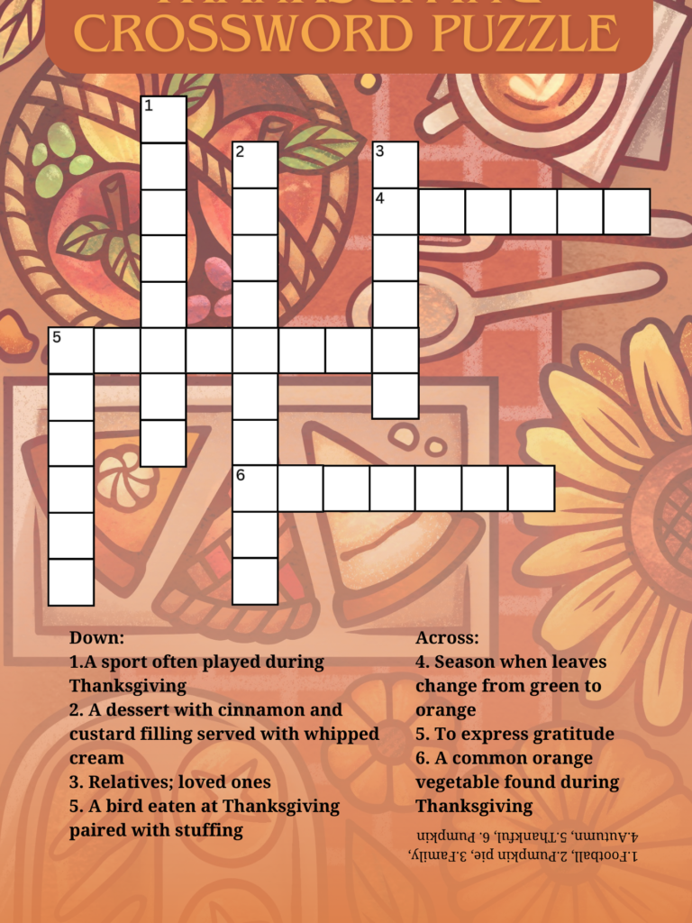 Thanksgiving crossword puzzle